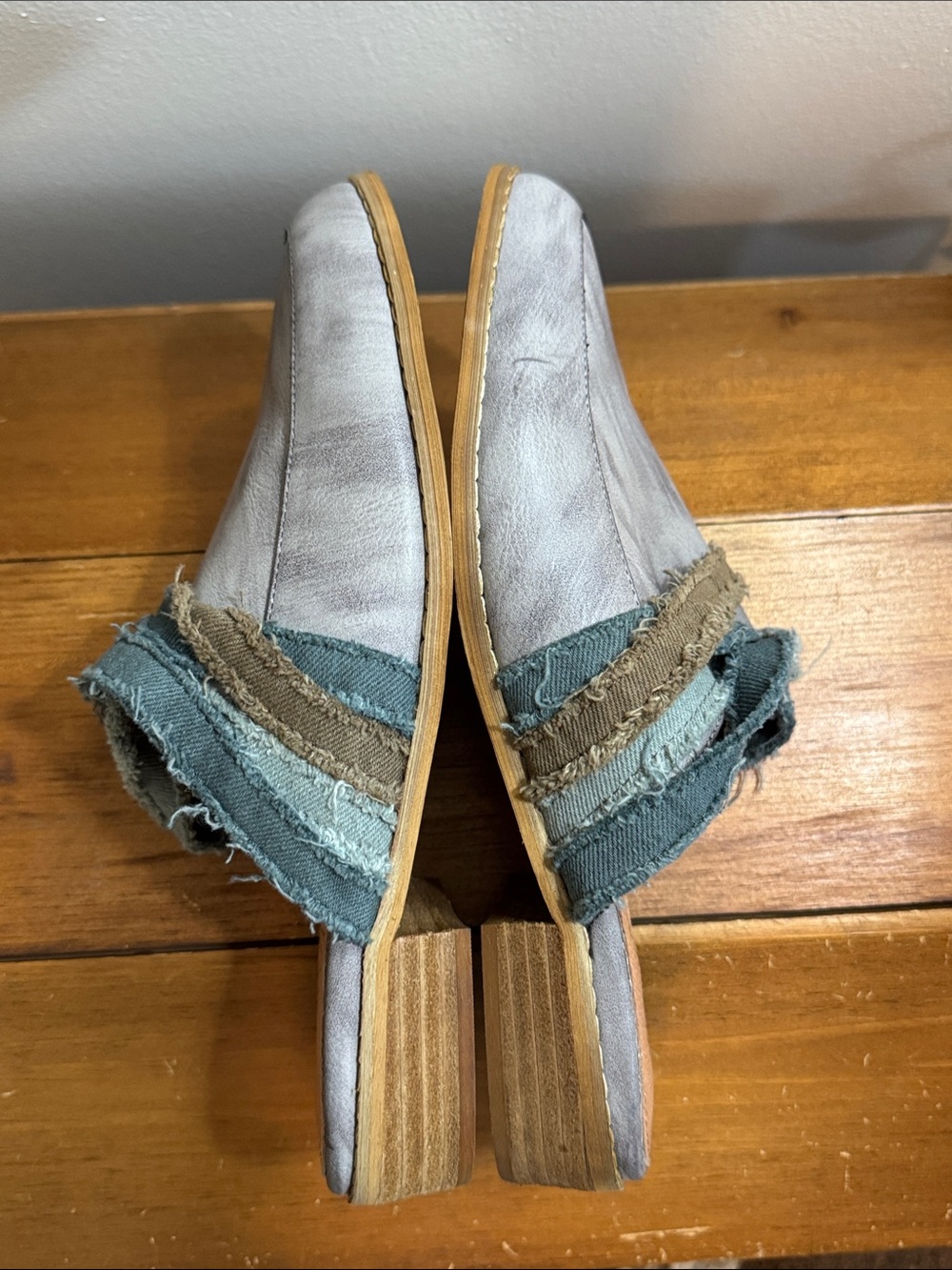ANTHROPOLOGIE Mi.iM Tillie Fabric Wrapped Mules in Slate Blue - Picture 5 of 8